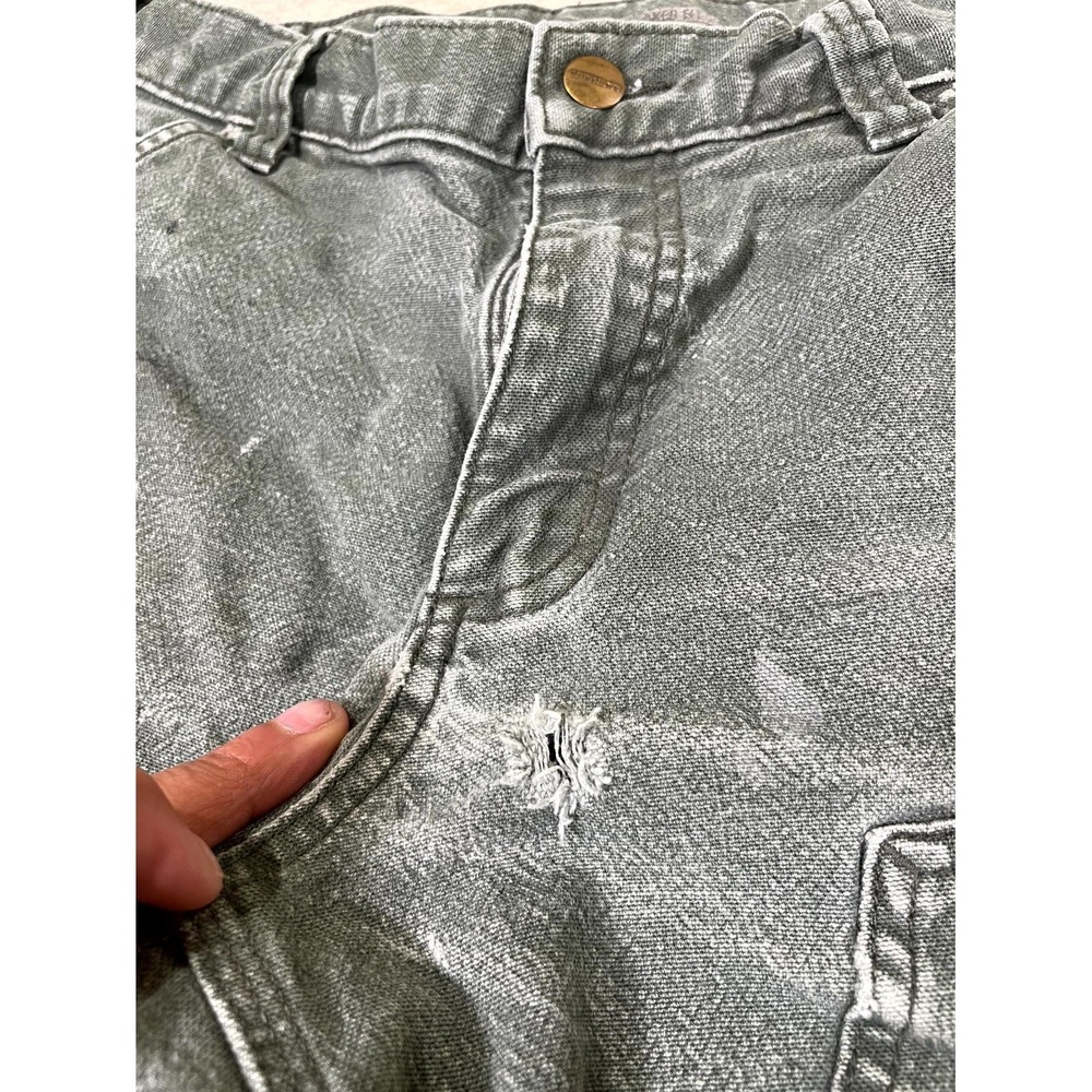 Carhartt Relaxed Fit Carpenter Pants Mens 30x30 Gray Straight Leg Distressed - Picture 4 of 16